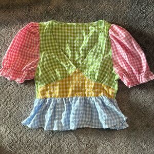 Pastel Plaid Peplum Top